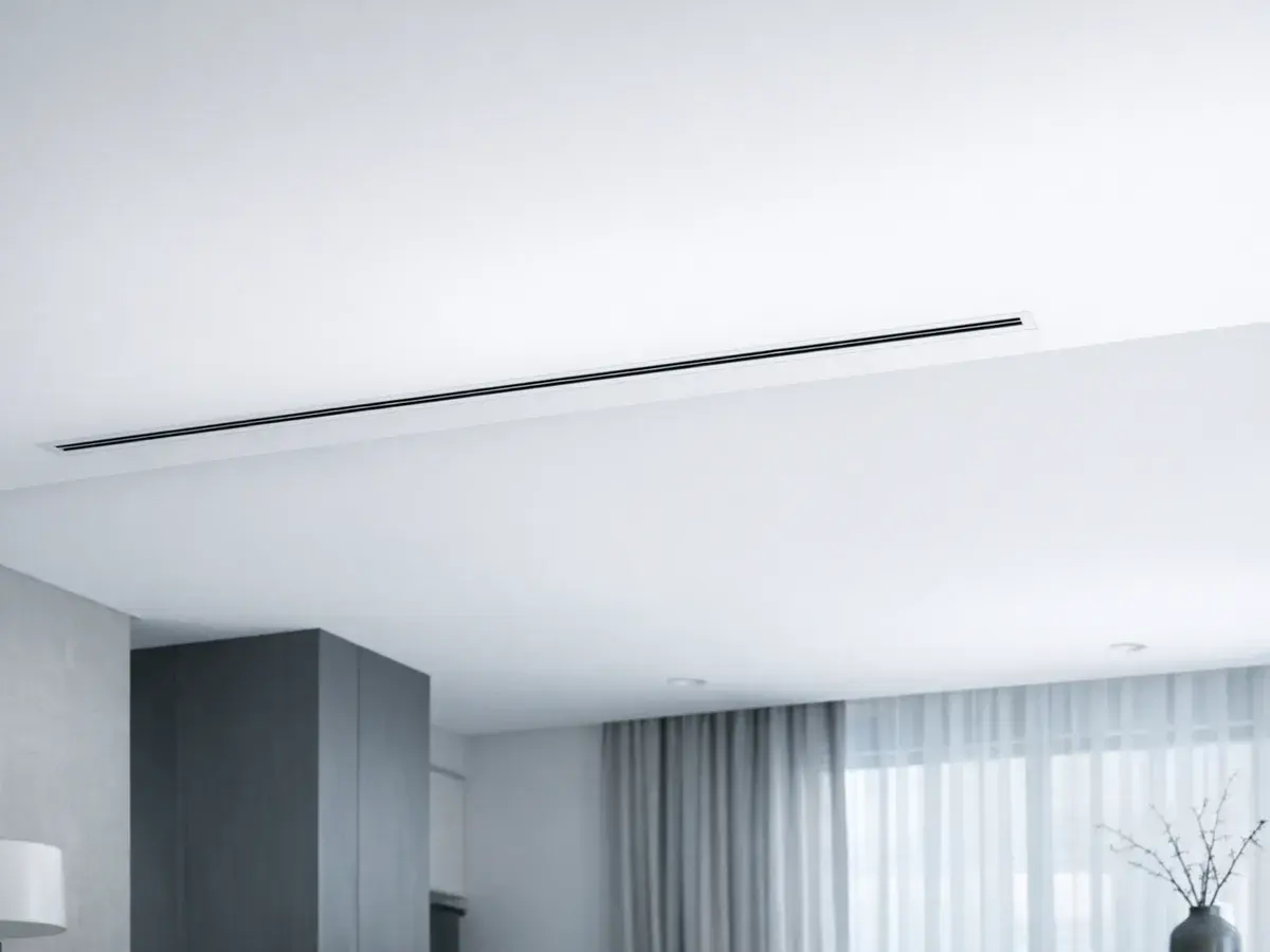 Ducted air conditioning with discreet supply grilles in the ceiling