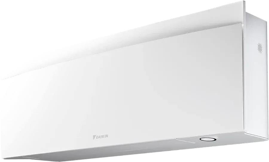 Klimatyzator ścienny Daikin Emura — jednostka wewnętrzna w białej obudowie, widok z boku