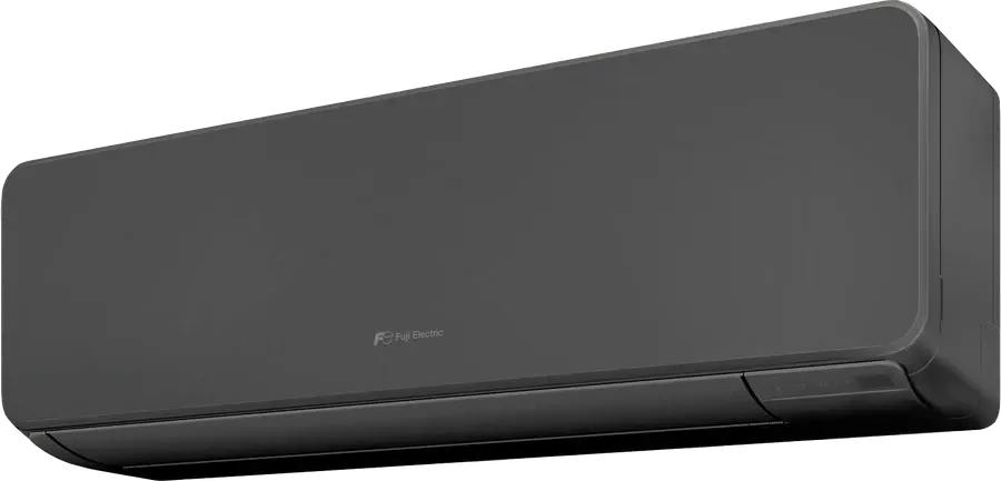 Klimatyzator ścienny Fuji Electric KMCG-B — jednostka wewnętrzna w czarnej wersji kolorystycznej