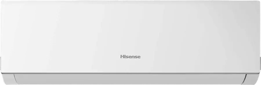 Klimatyzator ścienny Hisense Comfort — biała jednostka wewnętrzna o prostej, zaokrąglonej obudowie